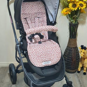 Pram/stroller seat liner-Dots,dusty pink-Australian made