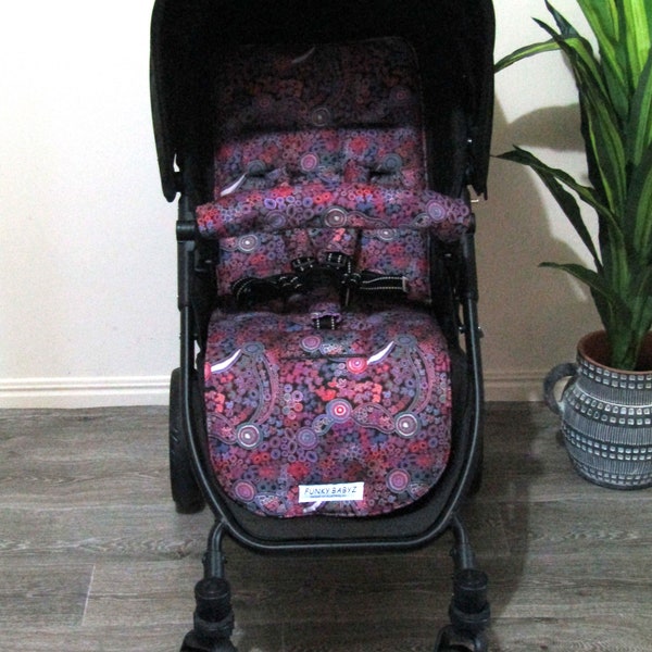 Pram liner set,universal-Indigenous emu dreaming-Funky babyz,Australian made