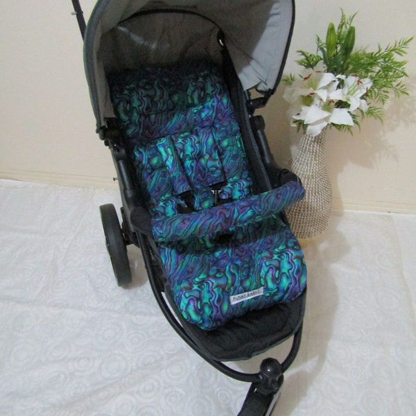 Pram liner set,universal-Paua shell-Funky babyz,Australian made.