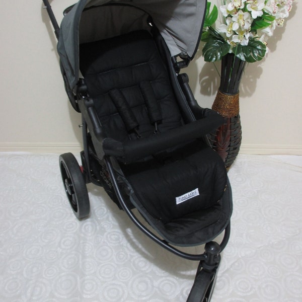 Pram liner set,universal-Midnight black-Funky babyz,Australian made.