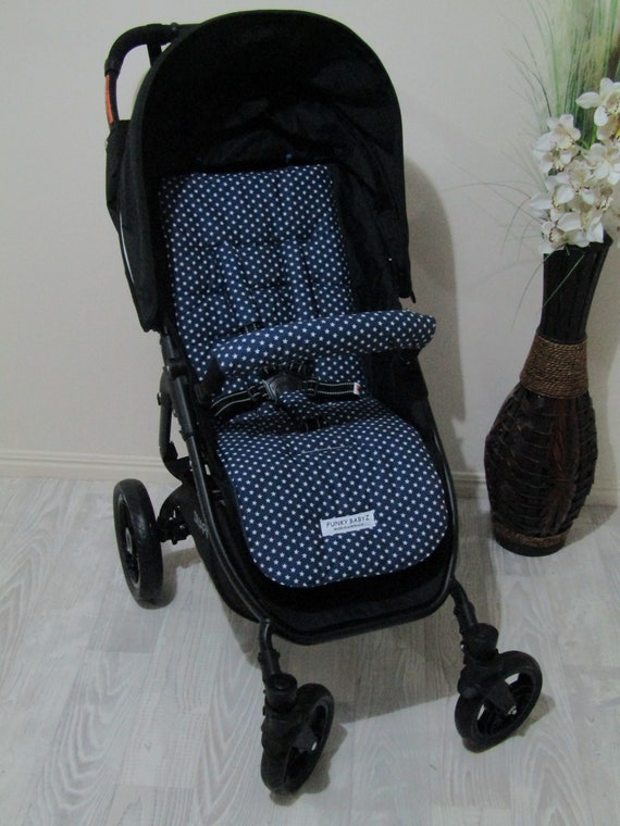Pram Liner Set universal navy Blue pin Spots funky Babyz