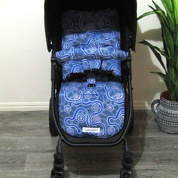 Pram liner set,universal-Indigenous snake dreaming-Funky babyz,Australian made