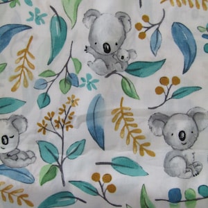 Forro para berço de carrinho de bebê - Koalas, branco - Fabricado na Austrália