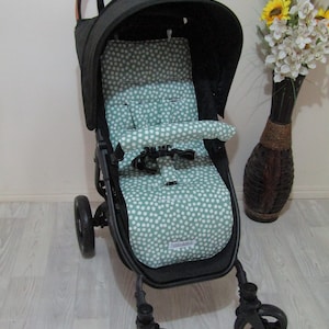 Pram/stroller seat liner-Dots,spearmint green-Australian made