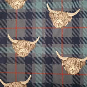 Pram/stroller seat liner-Highland cow,check-Australian made