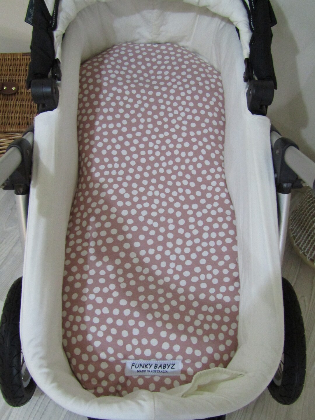 Pram Lineruniversal Fittingdotsdusty Pinkfunky Etsy