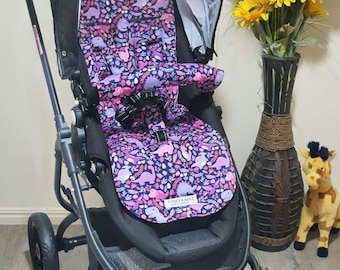 Pram/stroller seat liner-Purple dinosaurs-Australian made