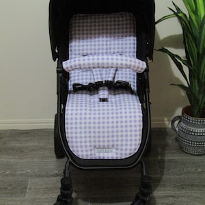 Pram/stroller seat line-Lavender gingham-Australian made