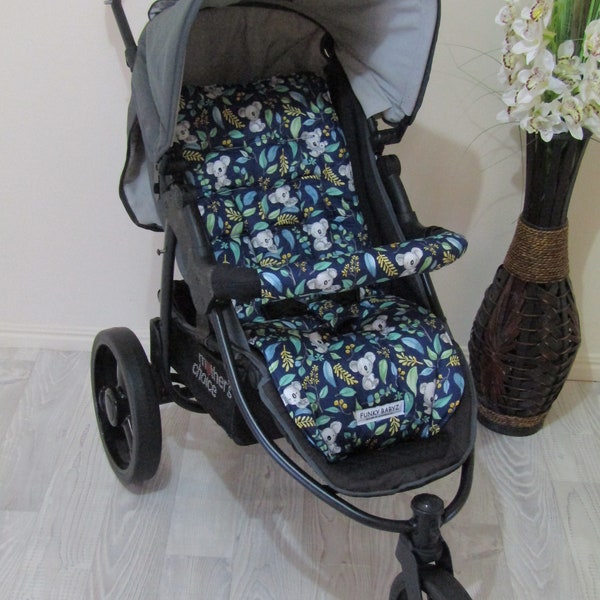 Pram liner set,universal-Australian koala,navy blue-Funky babyz,Australian made