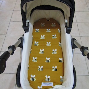 Pram bassinet liner,universal fitting-Bees-Funky babyz,Australian made