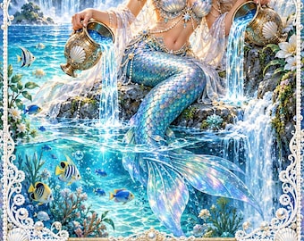 Mermaid  Tarot Deck with key words and meanings PLUS Manual Bundle , Digital PDF