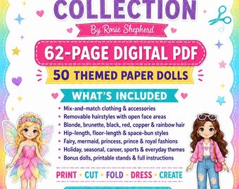 Printable Paper Doll Collection, 50 Themed Dolls PDF