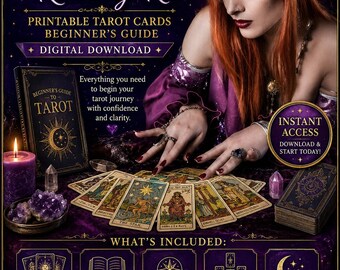 Learn Tarot Reading Kit, Printable Tarot Cards, Beginner's Guide (Digital Download)