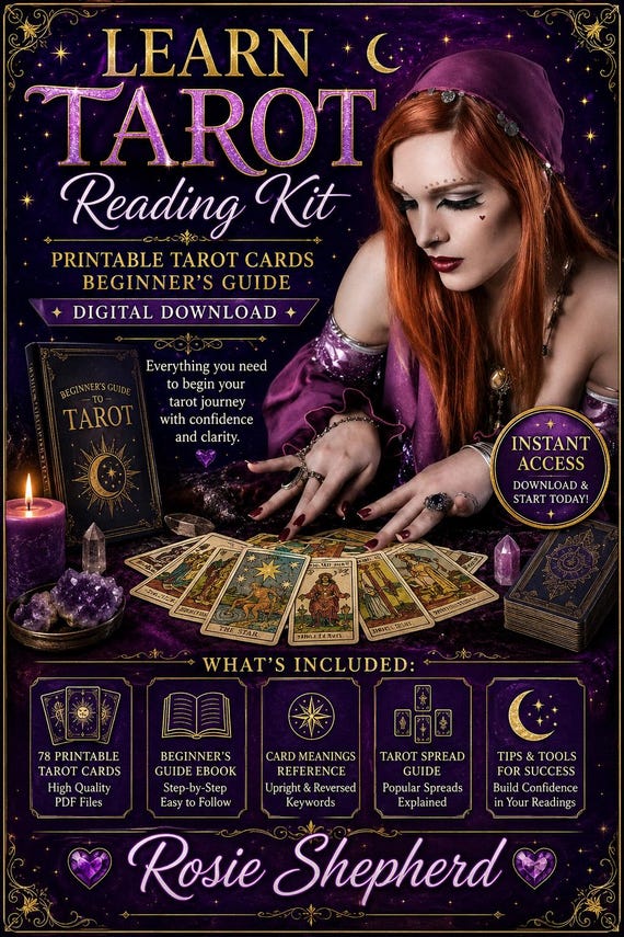 Learn Tarot Reading Kit, Printable Tarot Cards, Beginner's Guide (Digital Download)