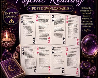 Printable Cartomancy Poker Cards, Psychic Reading (PDF)