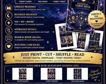 Celestial Tarot Deck With Spreads-Tarot-Readings-Meditation