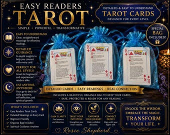 Easy Learn Tarot Card Deck, Cartomancy Training, Gift Set