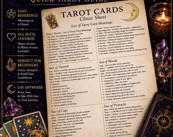 Tarot Cheat Sheet, Quick Tarot guide