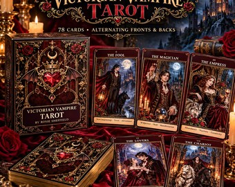 Victorian Vampire Tarot Deck with keywords n Companion Manual, 78 Printable Cards, Spreads & Medita