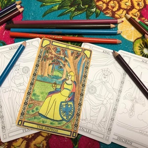 Pinte suas próprias cartas de tarô, coloração de tarô em PDF, cartas coloridas de tarô para impressão, tarô para impressão e guias