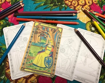 Coloriez vos propres cartes de tarot, coloriage de tarot PDF, cartes de couleur de tarot imprimables, tarot imprimable et guides