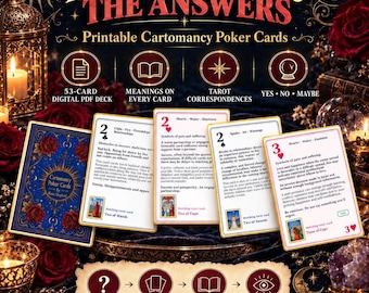 Tarot Deck PDF Easy Learning Cards, Cartomancy Learning Deck
