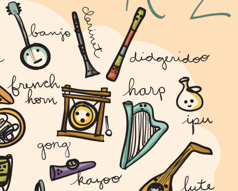 Instruments A to Z Poster 18x24 Instant Download music Etsy