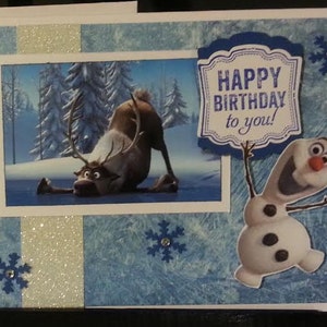 Cartão de aniversário feito à mão de Sven e Olaf