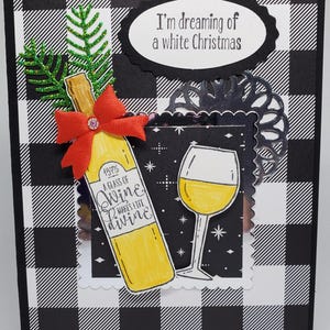Carte de Noël faite main pour amateurs de vin