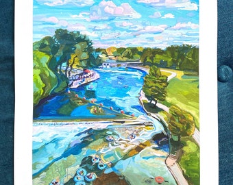 Texas River Art Print | Comal River Tubing | New Braunfels Print | Austin Art Gift | River Vacation Print | Signed Art | Texas Hill Country