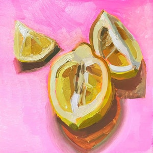 Lemon Art, Still Life Print of a Lemon Painting for Kitchen Wall Art, Lemon print for Lemon Lovers, Lemon Kitchen Decor, Modern Kitchen Art
