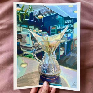 Chemex Coffee Print of Original Gouache Painting, Hand-Signed Giclée Art Print