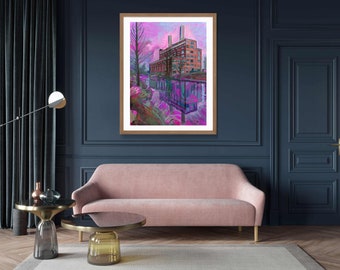 New Braunfels Landmark Art Deco Building, Texas Hill Country Giclee Print of Original  Painting