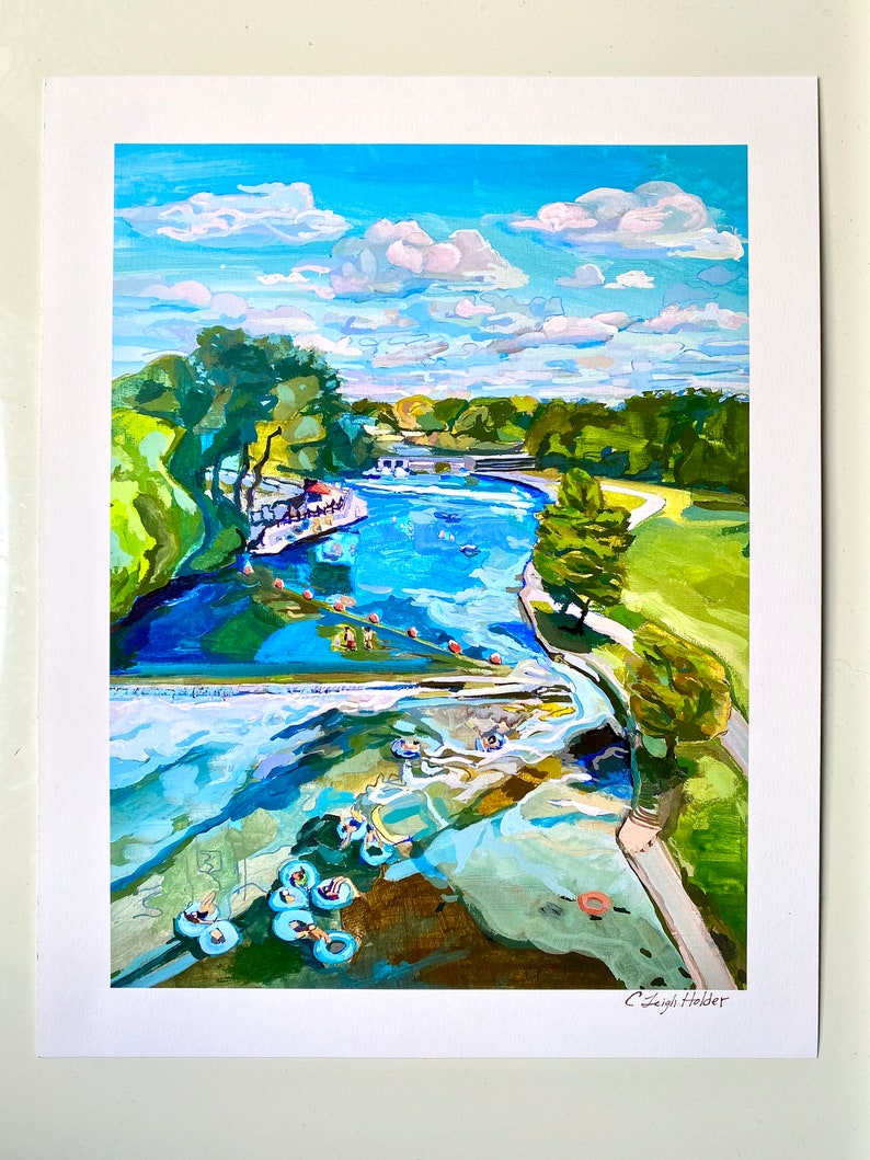 Texas River Art Print Comal River Tubing New Braunfels Print Austin Art Gift River Vacation Print Signed Art Texas Hill Country image 7