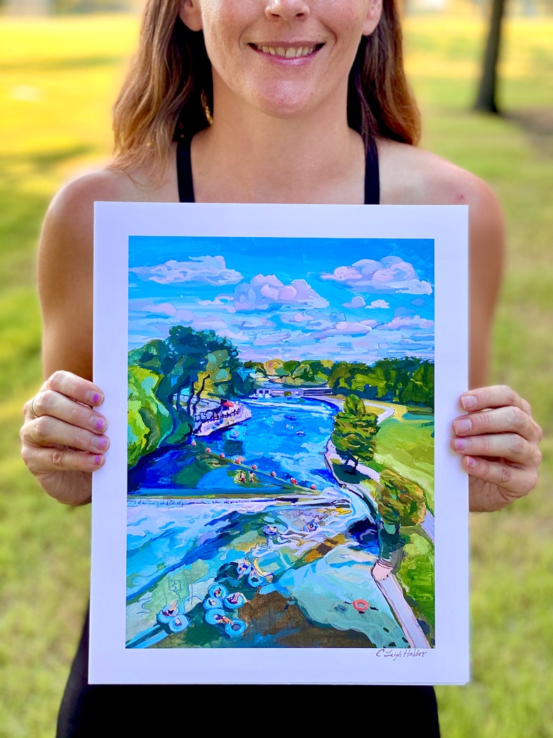 Texas River Art Print Comal River Tubing New Braunfels Print Austin Art Gift River Vacation Print Signed Art Texas Hill Country image 4