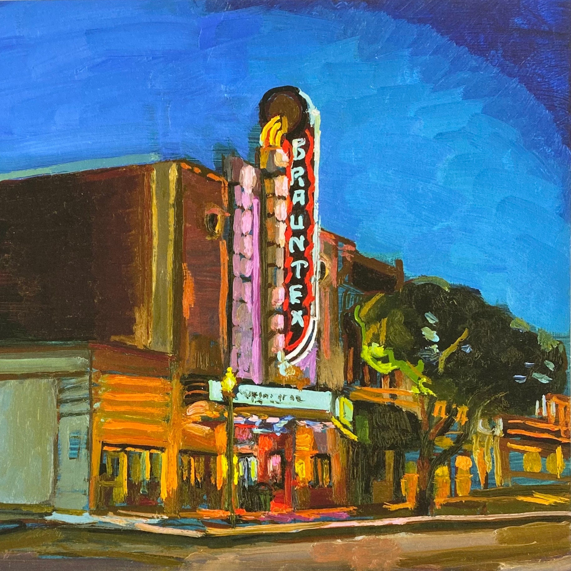 New Braunfels Texas Art Print of Oil Painting of Art Deco Etsy