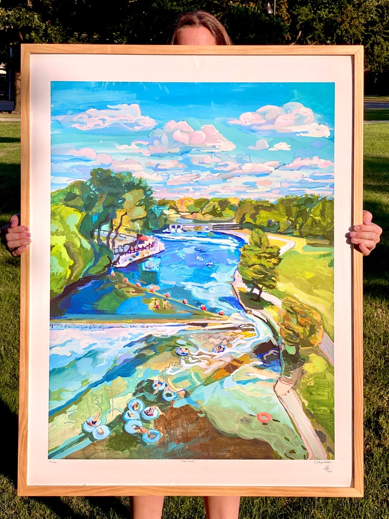 Texas River Art Print Comal River Tubing New Braunfels Print Austin Art Gift River Vacation Print Signed Art Texas Hill Country image 2