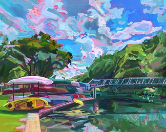Comal River Canoe Art Print: New Braunfels, Texas Decor