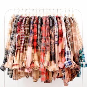 Vintage Distressed Bleach Flannel Shirts image 1