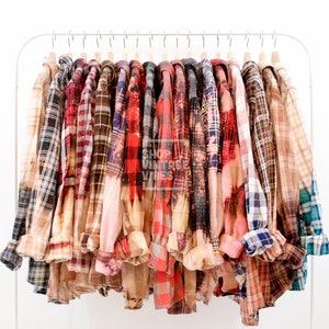 Vintage verweerde gebleekte flanellen shirts