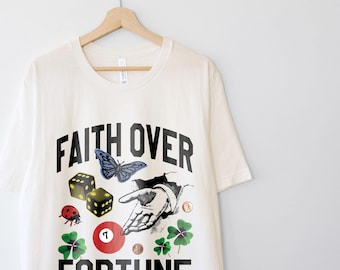 Faith Over Fortune Shirt, Vintage Tees, St. Patricks Day, Lucky Shirt, Christian T-shirt, Vintage Sweatshirts, Trendy Tees