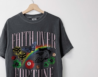 Faith Over Fortune St Pattys Day Shirt, Vintage Tees, St. Patricks Day, Lucky Shirt, Oversized Shirts, Trendy Tees, Comfort Colors Shirt