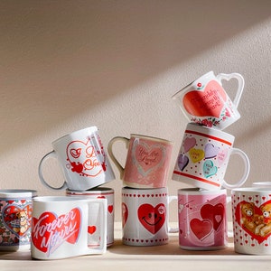 Vintage Valentine&#39;s Day Coffee Mugs You Pick | Coffee Mug | Retro Kitchen | Gifts for Her | Love | Hearts | Decor | V-Day