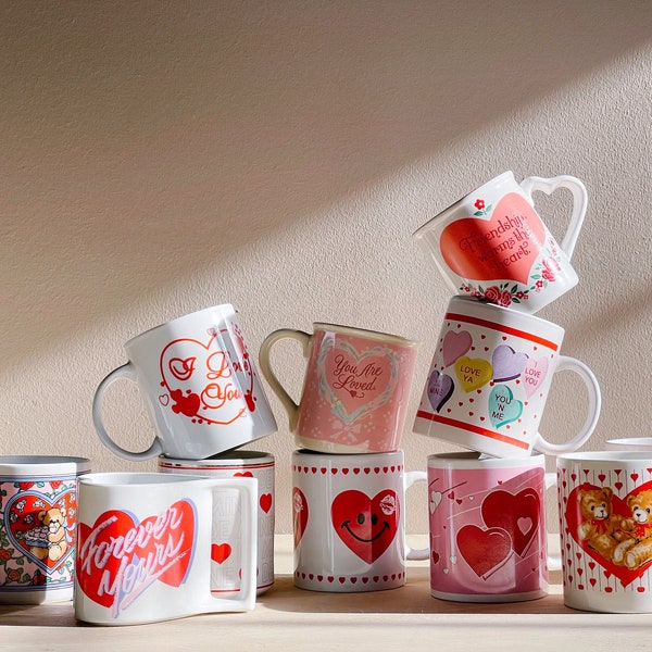 Vintage Valentine's Day Coffee Mugs You Pick | Coffee Mug | Retro Kitchen | Gifts for Her | Love | Hearts | Decor | V-Day