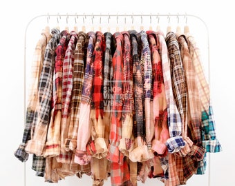 Vintage Distressed Bleach Flannel Shirts