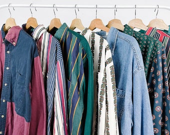Camicie vintage a maniche lunghe con bottoni / Stili retrò anni '80 e '90 / Camicie con bottoni / Camicie da uomo