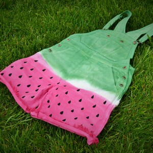 Custom Dip Dyed Watermelon Overalls