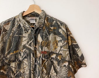 Chemise boutonnée à motif camouflage Woolrich vintage