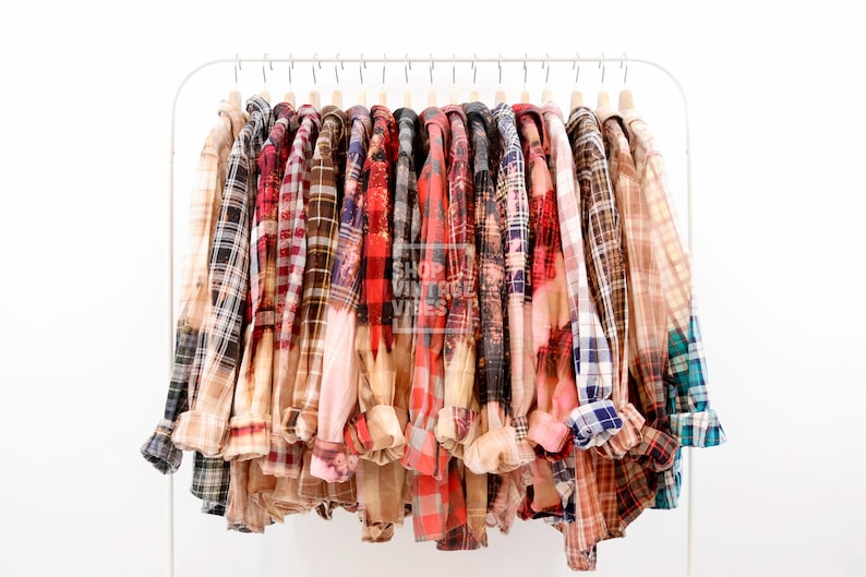 Vintage Distressed Bleach Flannel Shirts image 1