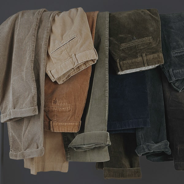 Vintage Corduroy Pants | Brown Pants | Trousers | Straight Leg | Green Pants | Beige Pants | All Sizes | Unisex Style